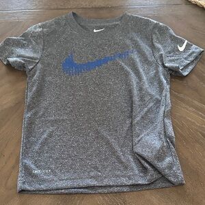 Nike Kids Gray Tee with Blue Logo